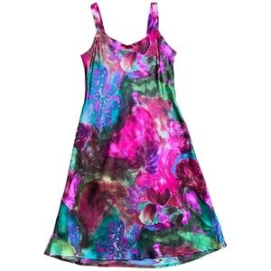 Heart & Hands Ella 100% Silk Slip Dress In Vibrant Multicolor Sz XS